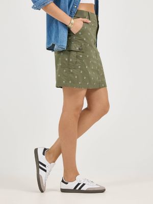 Women's Ultra Lux Comfort with Flex-to-Go Skort in Olive Grove Block Print alternative view 3