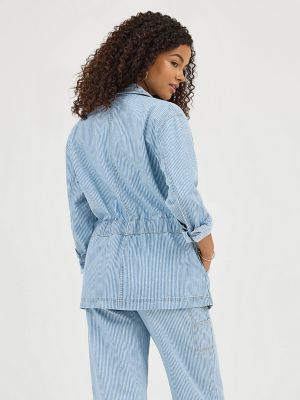 Women's Railroad Stripe Utility Jacket in Mid Railroad alternative view 3