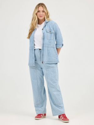 Women's Railroad Stripe Utility Jacket in Mid Railroad alternative view 7
