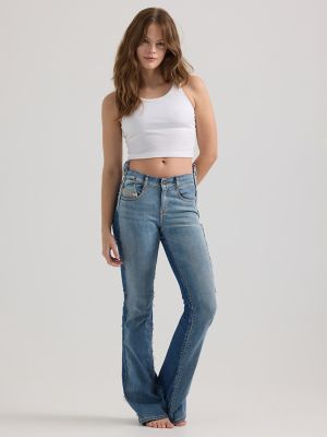 Mid rise flared jeans, medium blue, Only