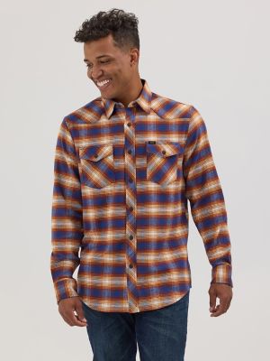 Men's Stretch Flannel Western Plaid Shirt