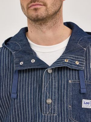 Men's Railroad Stripe Denim Anorak in Lake Edge alternative view 4