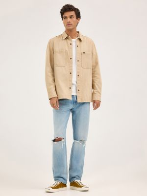 Men's Double Pocket Snap Front Overshirt in Cappucino alternative view