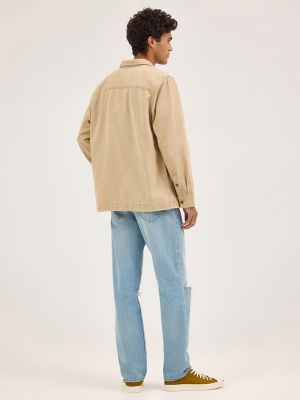 Men's Double Pocket Snap Front Overshirt in Cappucino alternative view 2