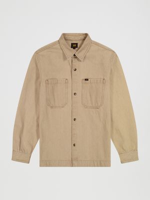 Men's Double Pocket Snap Front Overshirt in Cappucino alternative view 4