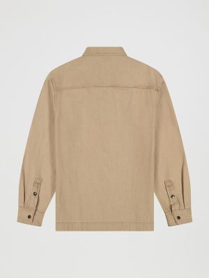 Men's Double Pocket Snap Front Overshirt in Cappucino alternative view 5