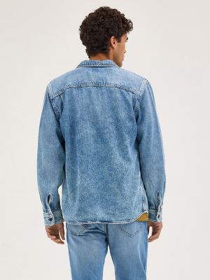 Men's Engineer Button Down Overshirt in Blue Meadow Wash alternative view 2