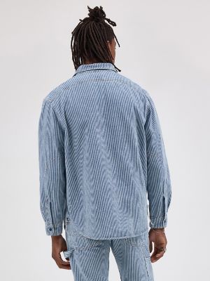 Men's Lee 101 Railroad Stripe Selvedge Worker Shirt in Washed Railroad Stripe alternative view 2