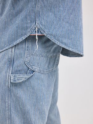 Men's Lee 101 Railroad Stripe Selvedge Worker Shirt in Washed Railroad Stripe alternative view 4