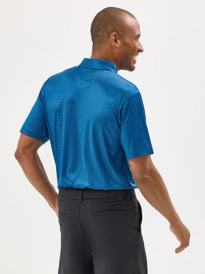 Men's Golf Series Plaid Polo Shirt in Medieval Blue alternative view 2