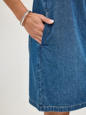 Women's Loose Bib Denim Overall Dress in Another Day alternative view 5