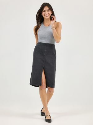 Women's High Rise Front Slit Pull On Skirt