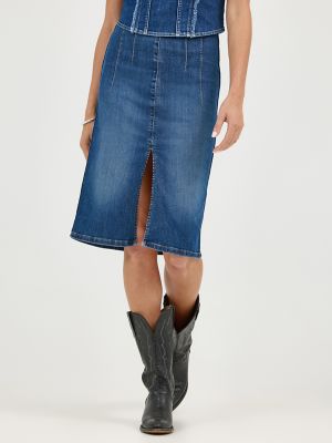 Women's High Rise Front Slit Pull On Skirt in Hardened alternative view