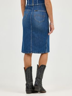 Women's High Rise Front Slit Pull On Skirt in Hardened alternative view 2