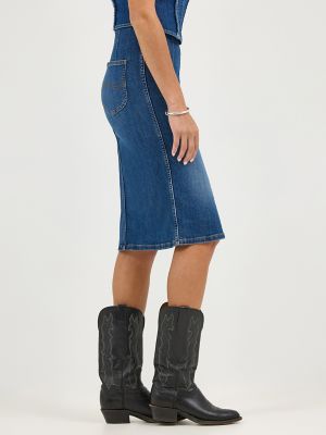 Women's High Rise Front Slit Pull On Skirt in Hardened alternative view 3