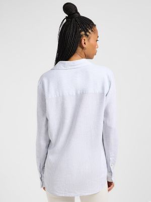Women's Pinstripe Button Down Shirt in Concrete Pinstripe alternative view 2