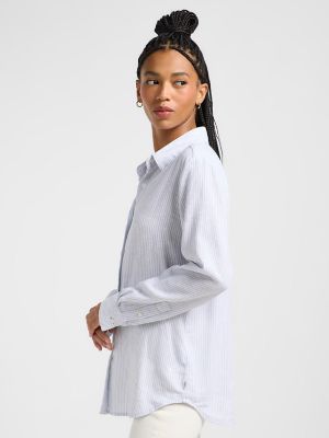 Women's Pinstripe Button Down Shirt in Concrete Pinstripe alternative view 3