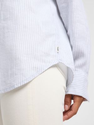 Women's Pinstripe Button Down Shirt in Concrete Pinstripe alternative view 4