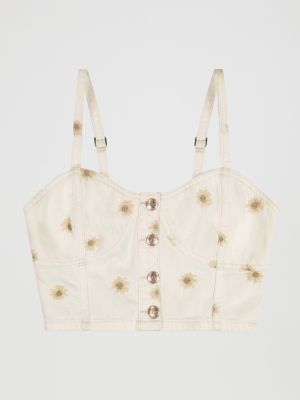 Women's Daisy Embroidered Seamed Denim Tank in Only Peace alternative view 5
