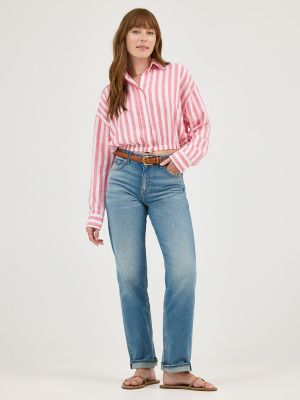 Women's Elastic Waist Pocketless Shirt in Lychee Awning alternative view 3