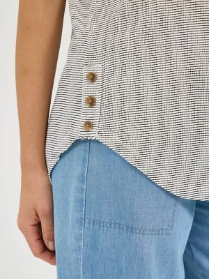 Women's Cuff Sleeve Stripe V-Neck Tee in Bright White alternative view 2