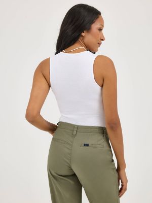 Women's Sleeveless Henley Button Front Bodysuit in Bright White alternative view 2