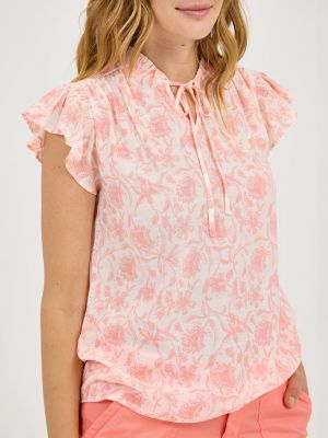 Women's Flutter Sleeve Print Blouse in Bright Papaya alternative view 2