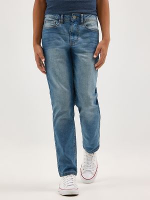 Boy's Regular Straight Stretch Jean in Medium Stone Used