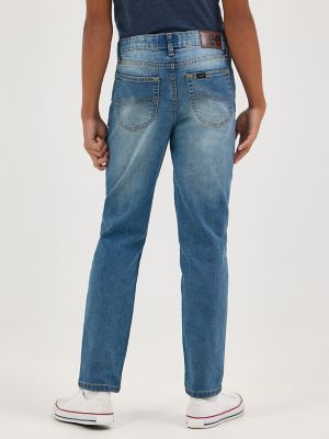 Boy's Regular Straight Stretch Jean in Medium Stone Used