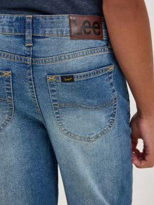 Boy's Regular Straight Stretch Jean in Medium Stone Used