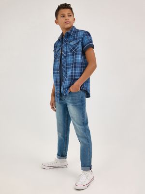 Boy's Regular Straight Stretch Jean in Medium Stone Used