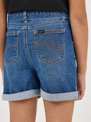 Girl's Belted Pleated Denim Short in Dragon Blue