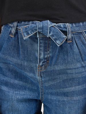 Girl's Belted Pleated Denim Short in Dragon Blue