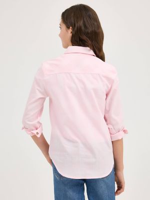 Girl's Plaid Button Down Shirt in Almond Blossom alternative view