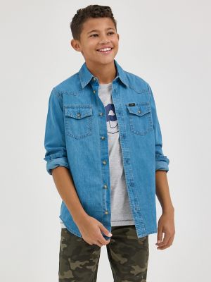 Boy's Western Denim Button Down Shirt