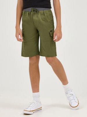 Boy's Rib Stretch Pull On Cargo Short in Cypress alternative view
