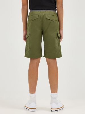 Boy's Rib Stretch Pull On Cargo Short in Cypress alternative view 2