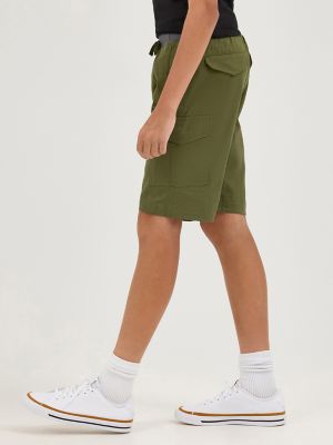 Boy's Rib Stretch Pull On Cargo Short in Cypress alternative view 3