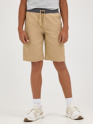 Boy's Rib Stretch Pull On Cargo Short in Khaki alternative view