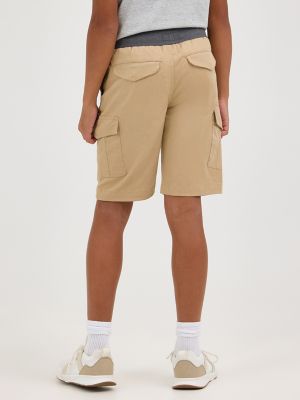 Boy's Rib Stretch Pull On Cargo Short in Khaki alternative view 2