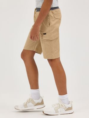 Boy's Rib Stretch Pull On Cargo Short in Khaki alternative view 3
