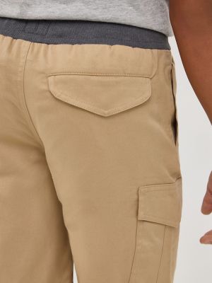 Boy's Rib Stretch Pull On Cargo Short in Khaki alternative view 4