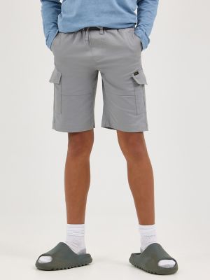 Boy's Rib Stretch Pull On Cargo Short in Cool Grey alternative view