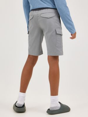 Boy's Rib Stretch Pull On Cargo Short in Cool Grey alternative view 2