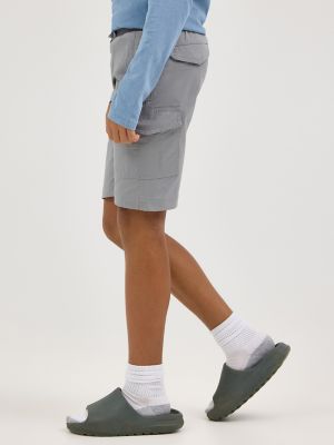 Boy's Rib Stretch Pull On Cargo Short in Cool Grey alternative view 3