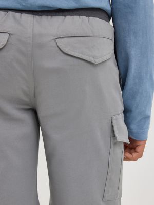 Boy's Rib Stretch Pull On Cargo Short in Cool Grey alternative view 4