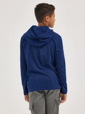 Boy's Stripe Twitch Logo Hoodie Tee in Navy