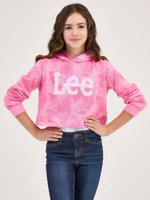 Girl's Tie Dye Crop Logo Hoodie