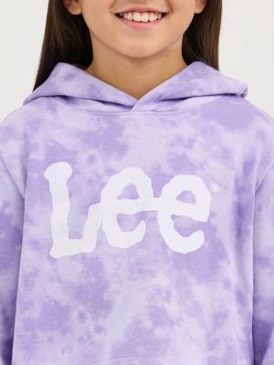 Girl's Tie Dye Crop Logo Hoodie in Lavender