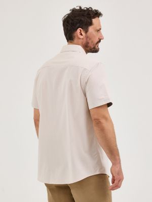 Men's Solid Ripstop Slub Button Down Shirt in Putty alternative view